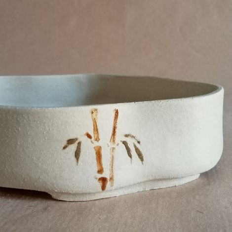 Vaso per bonsai di piccole dimensioni con rami di bambù dipinti