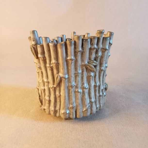 Vaso-scultura per bonsai a forma di bosco di bambù in gres smaltato