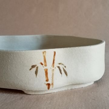 Vaso per bonsai di piccole dimensioni con rami di bambù dipinti