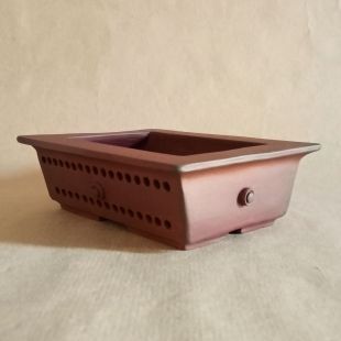 Vaso rettangolare per bonsai shohin in gres rosso non smaltato