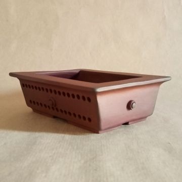 Vaso rettangolare per bonsai shohin in gres rosso non smaltato