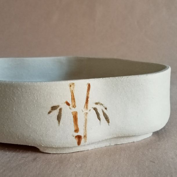 Vaso per bonsai di piccole dimensioni con rami di bambù dipinti