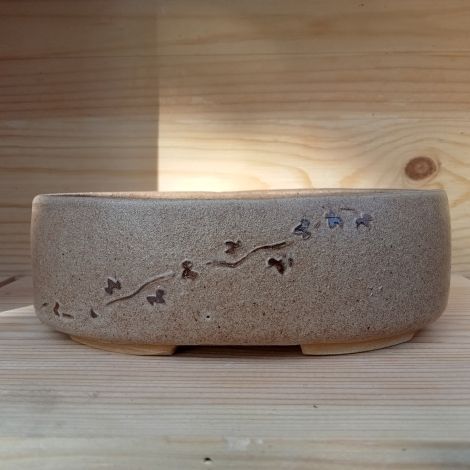 Vaso shohin smaltato con tralcio d'edera