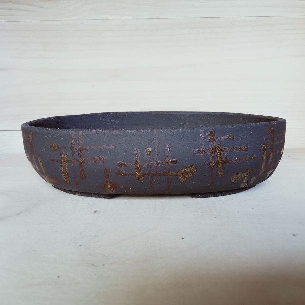 Vaso shohin ovale con IDEOGRAMMI astratti