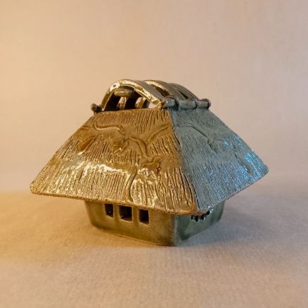 Brucia incenso a forma di capanna tradizionale giapponese in gres smaltato per l'esposizione del bonsai