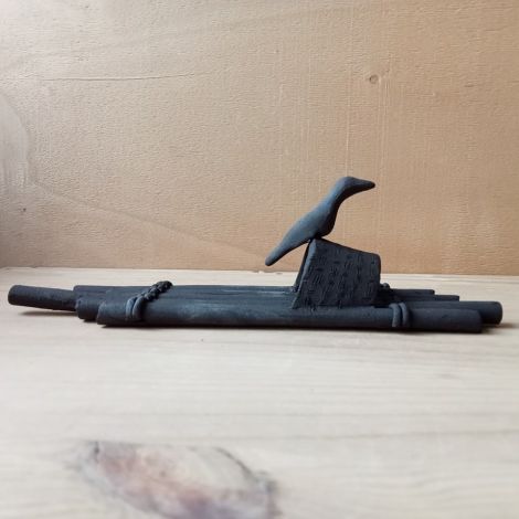 Okimono tenpai zattera con cormorano