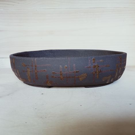 Vaso shohin ovale con IDEOGRAMMI astratti