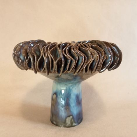 Vaso scultura per fiori recisi o ikebana in gres smaltato